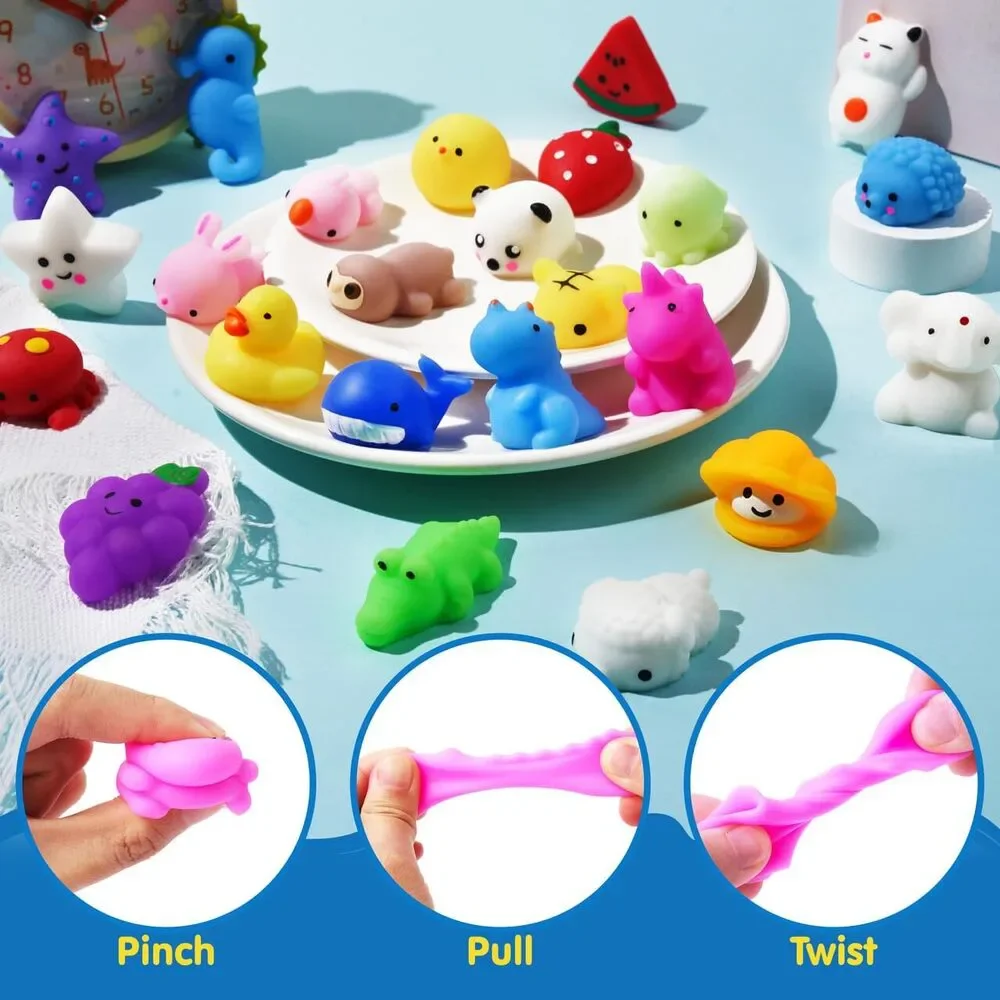 Mochi Squishy Toy Set, 100 Pack Mini Party Favors, Kawaii Stress Relief